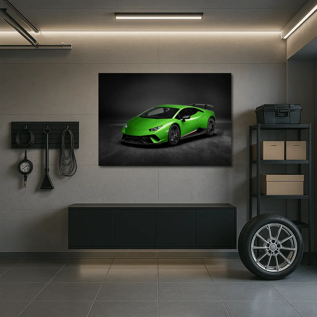 Lamborghini Huracan Green Supercar Dark Studio – Wall Art