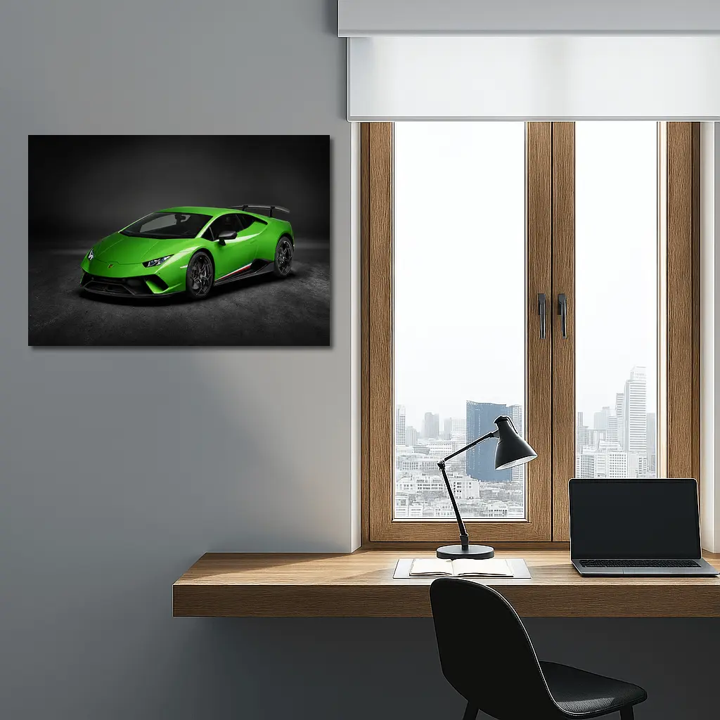 Lamborghini Huracan Green Supercar Dark Studio – Wall Art
