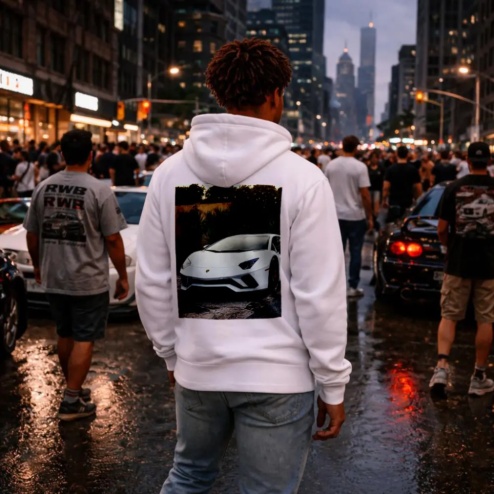 Lamborghini Aventador White Supercar Driveway – Hoodies
