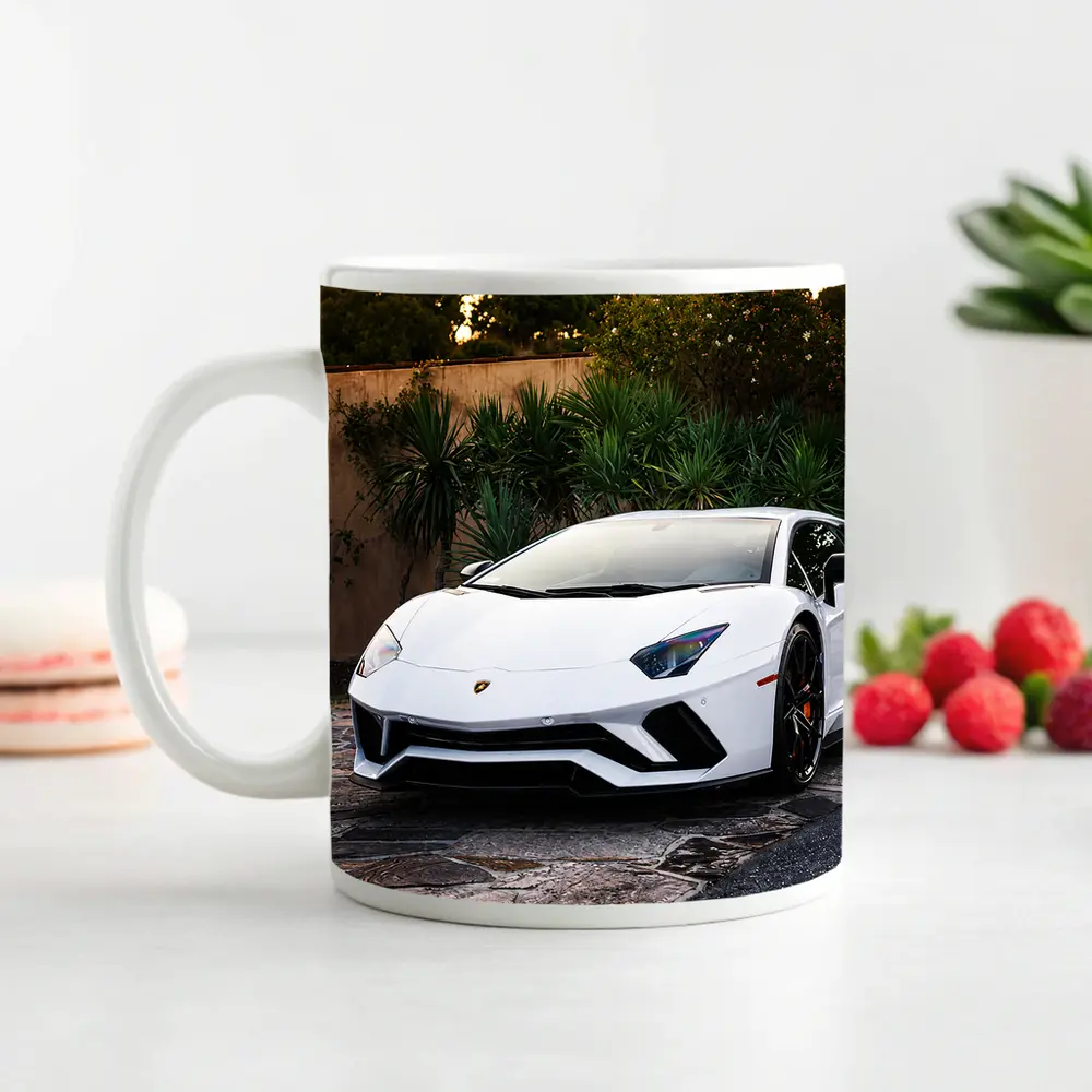 Lamborghini Aventador White Supercar Driveway – Mugs