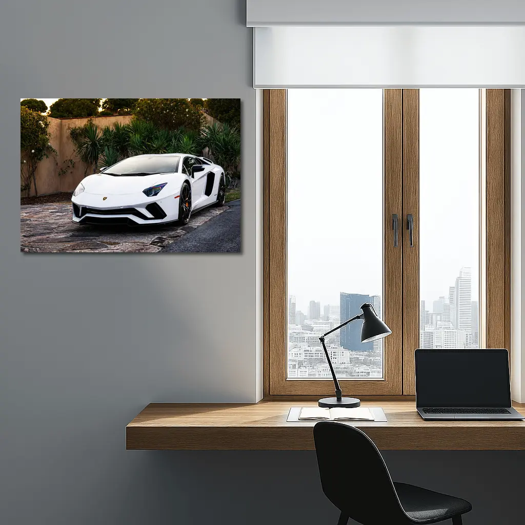 Lamborghini Aventador White Supercar Driveway – Wall Art