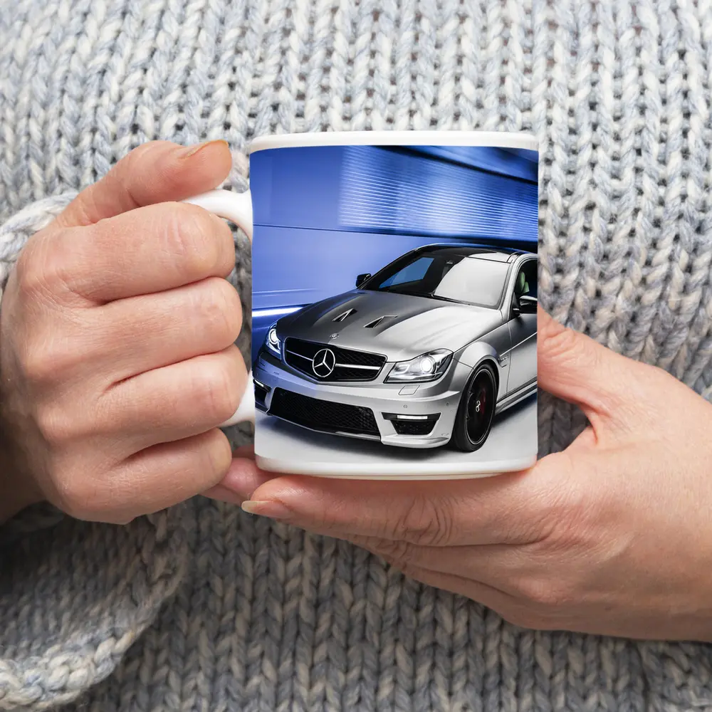 Mercedes C63 AMG Silver Studio Shot – Mugs