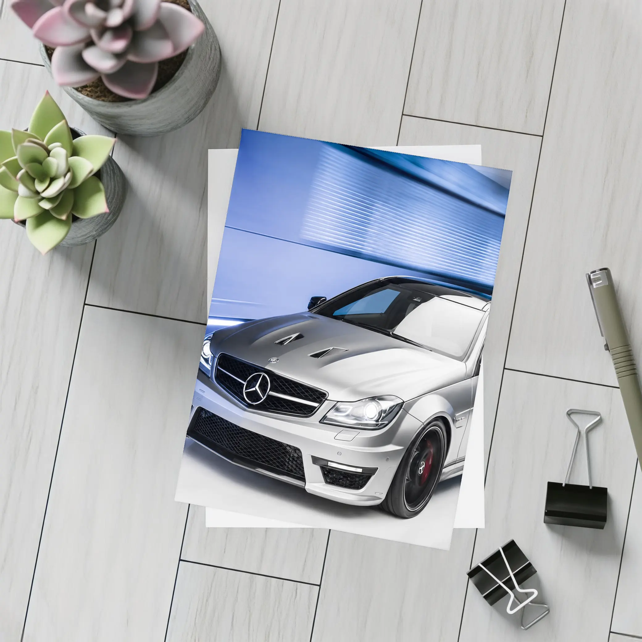 Mercedes C63 AMG Silver Studio Shot – Postcards