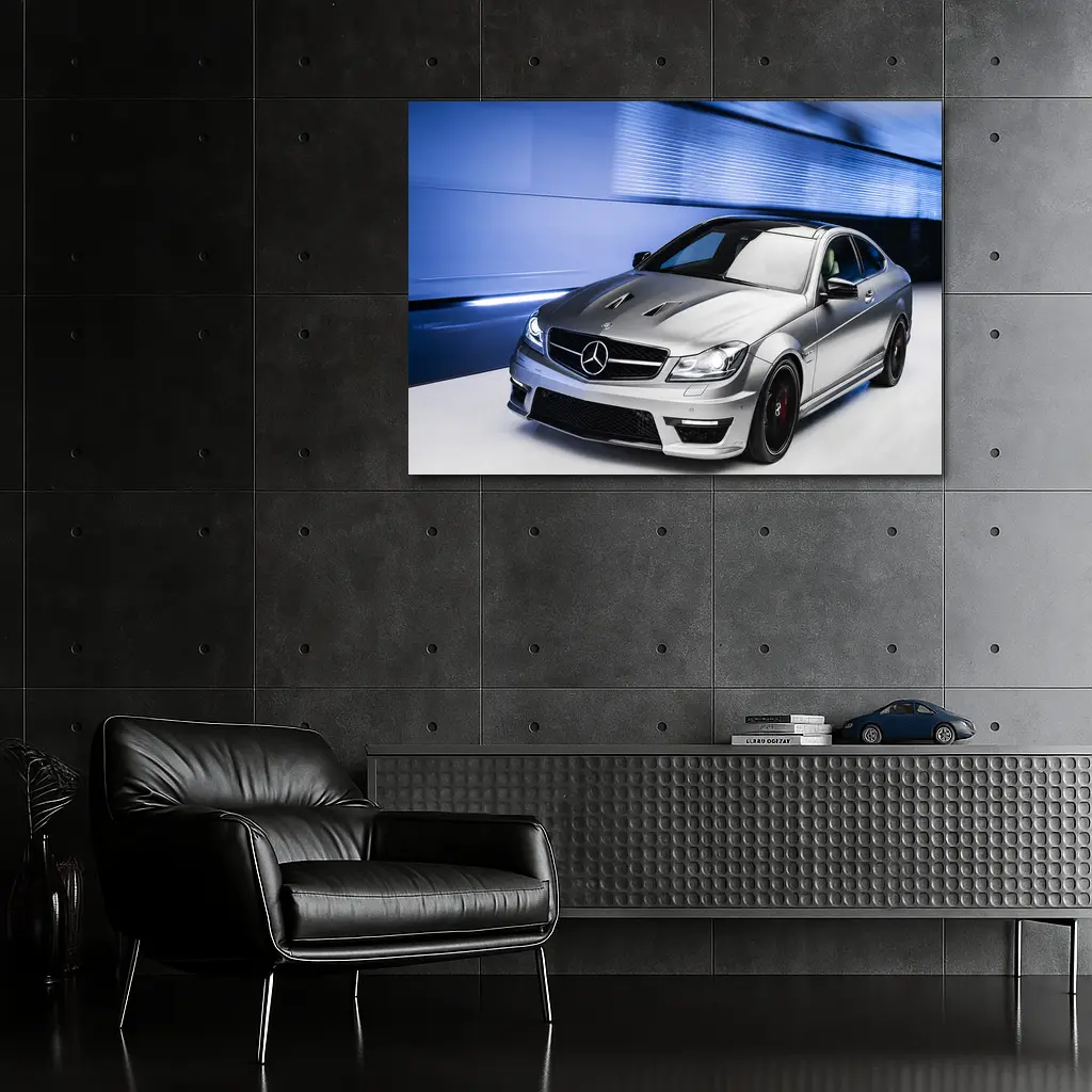 Mercedes C63 AMG Silver Studio Shot – Wall Art