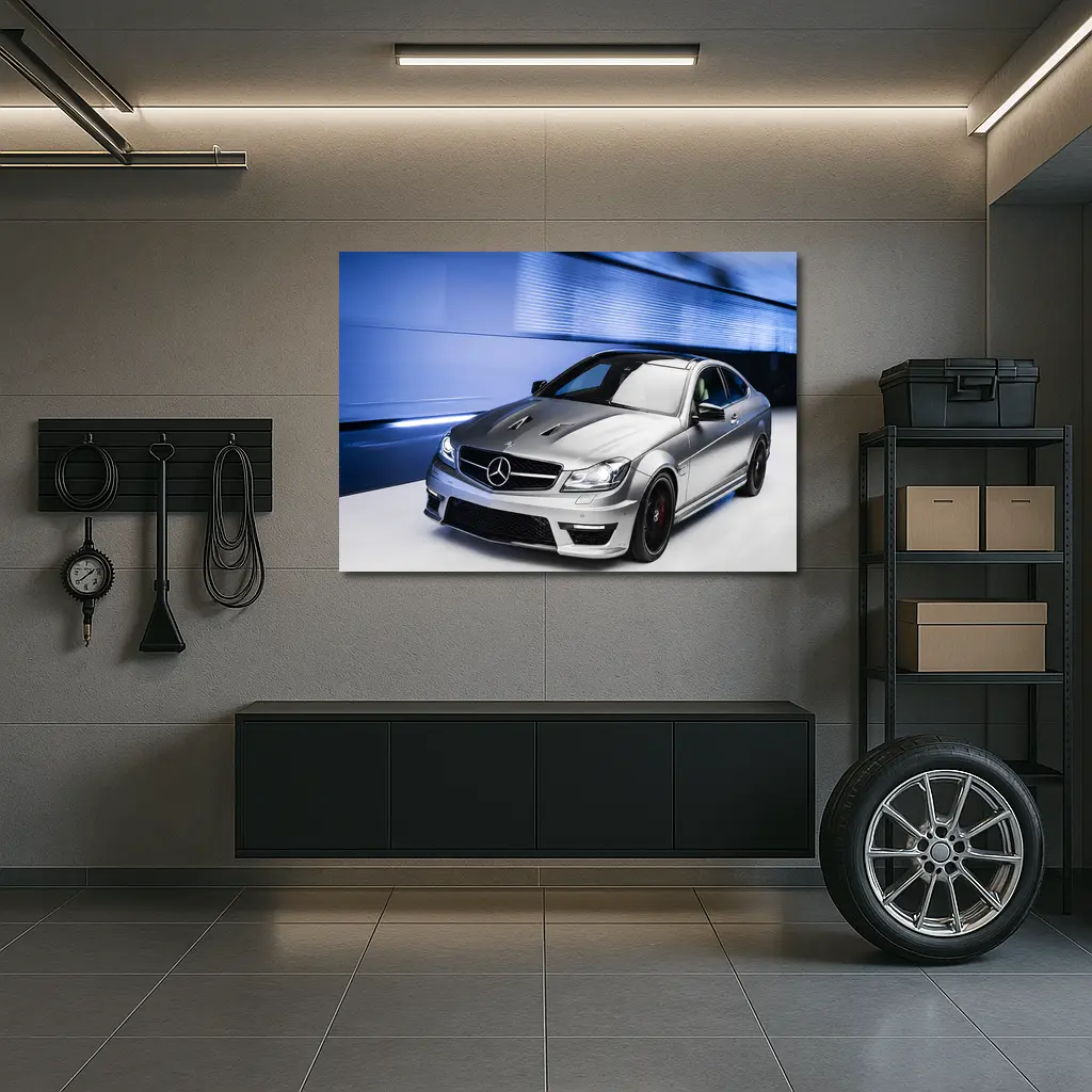 Mercedes C63 AMG Silver Studio Shot – Wall Art