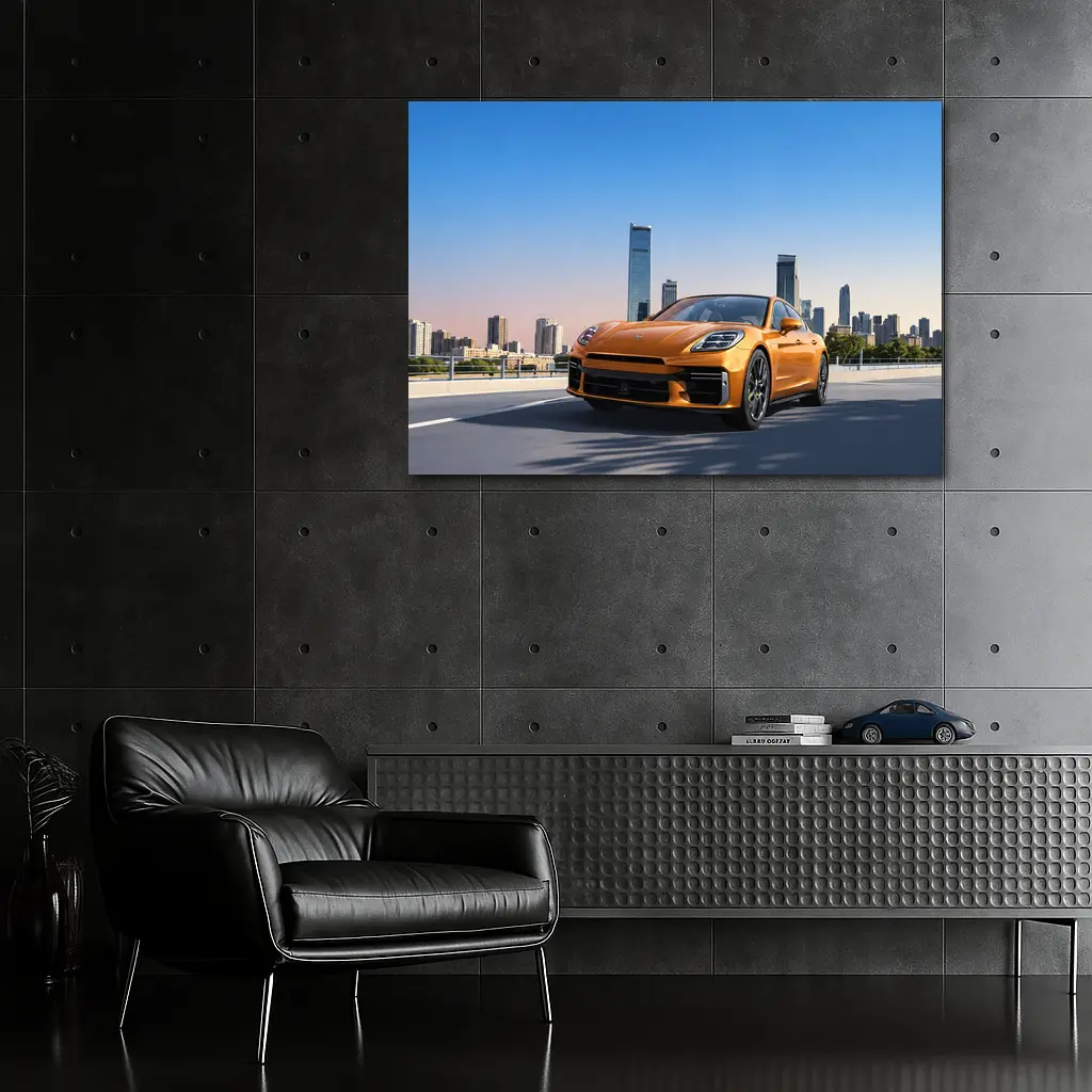 Porsche Panamera Orange City Skyline Drive – Wall Art