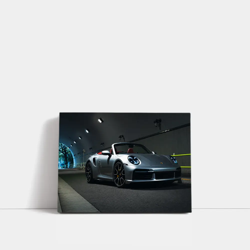 Porsche 911 Silver Cabriolet Tunnel Night – Wall Art