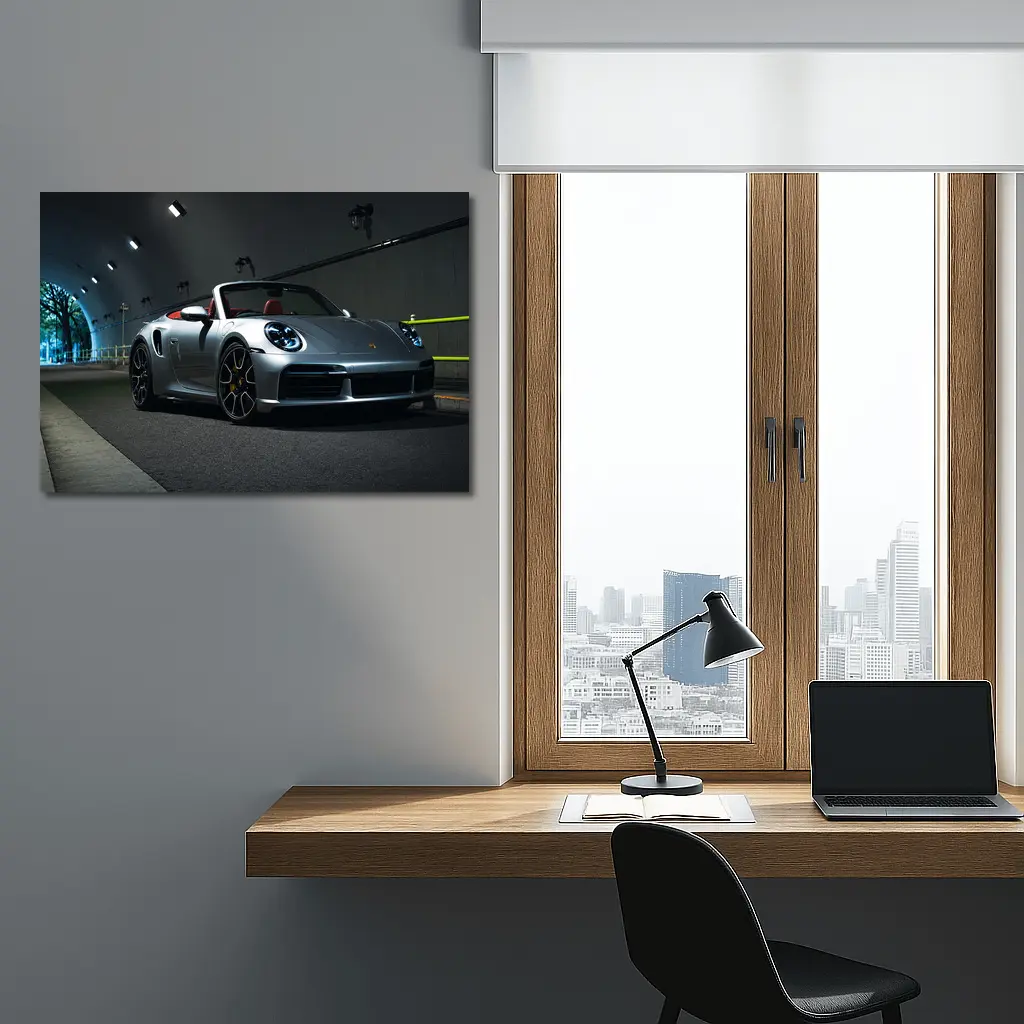 Porsche 911 Silver Cabriolet Tunnel Night – Wall Art