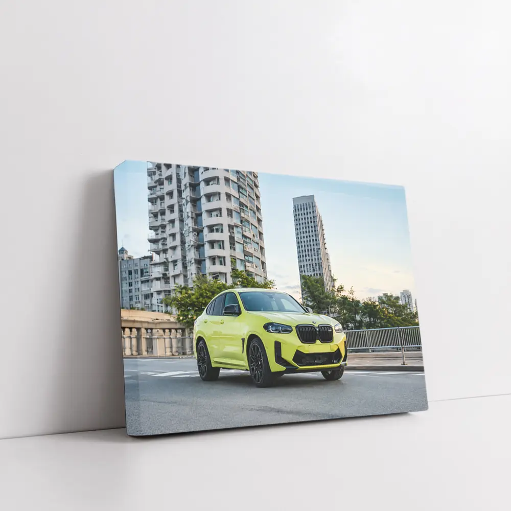 BMW X4 M Yellow Urban City Street – Wall Art