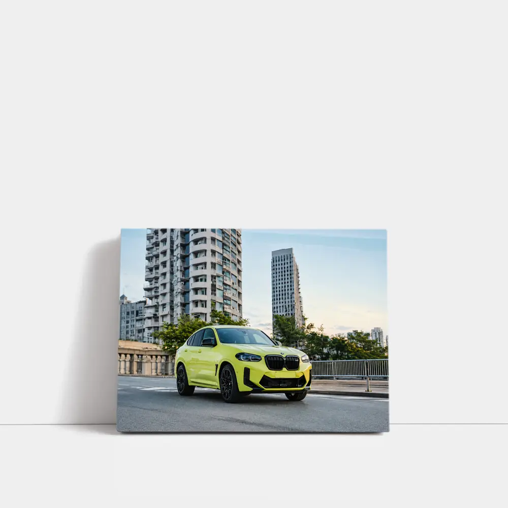 BMW X4 M Yellow Urban City Street – Wall Art