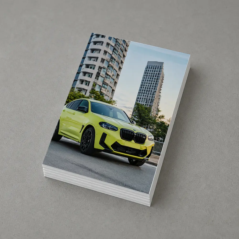 BMW X4 M Yellow Urban City Street – Postcards