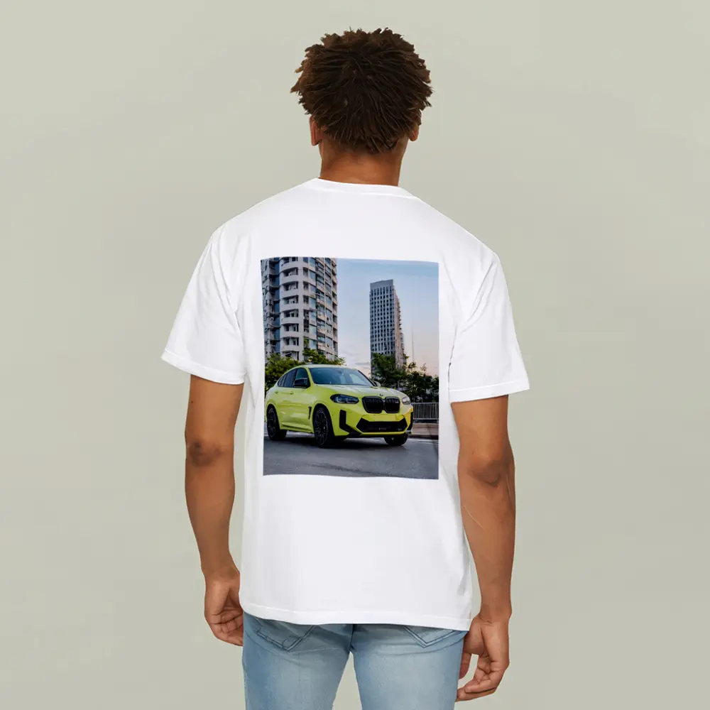 BMW X4 M Yellow Urban City Street – T-Shirts