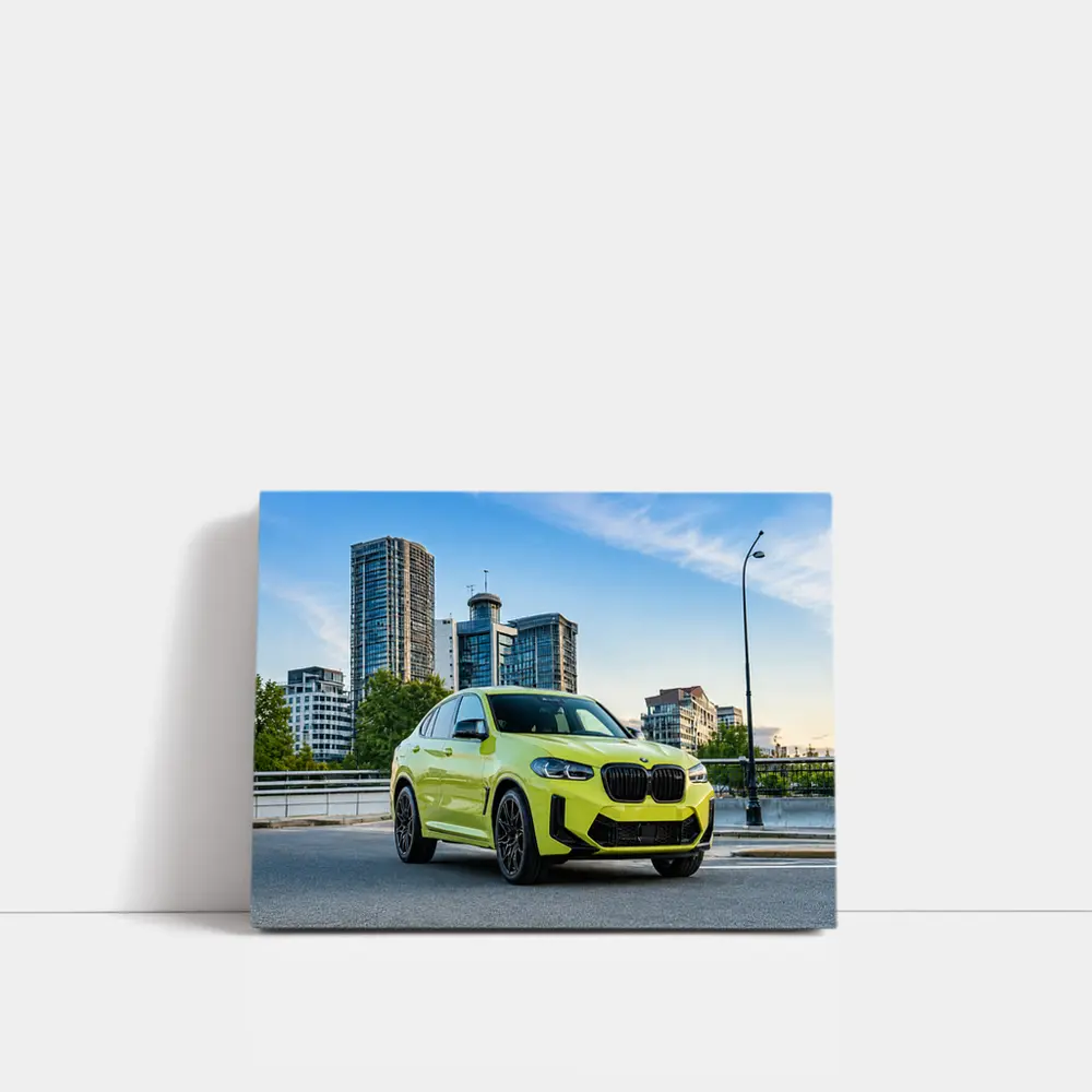 BMW X4 M City Street Yellow SUV – Wall Art