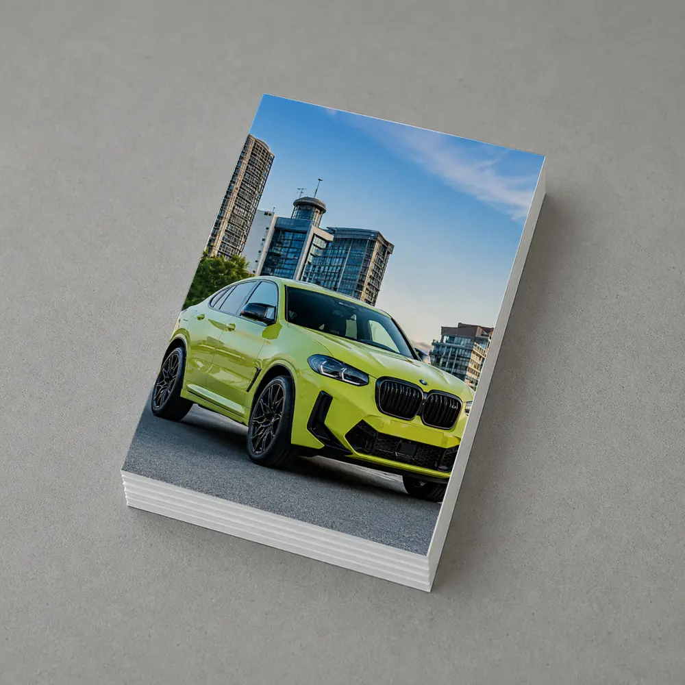 BMW X4 M City Street Yellow SUV – Postcards