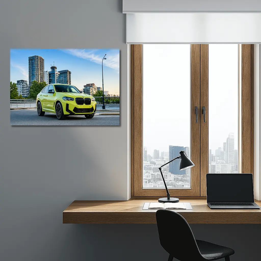 BMW X4 M City Street Yellow SUV – Wall Art