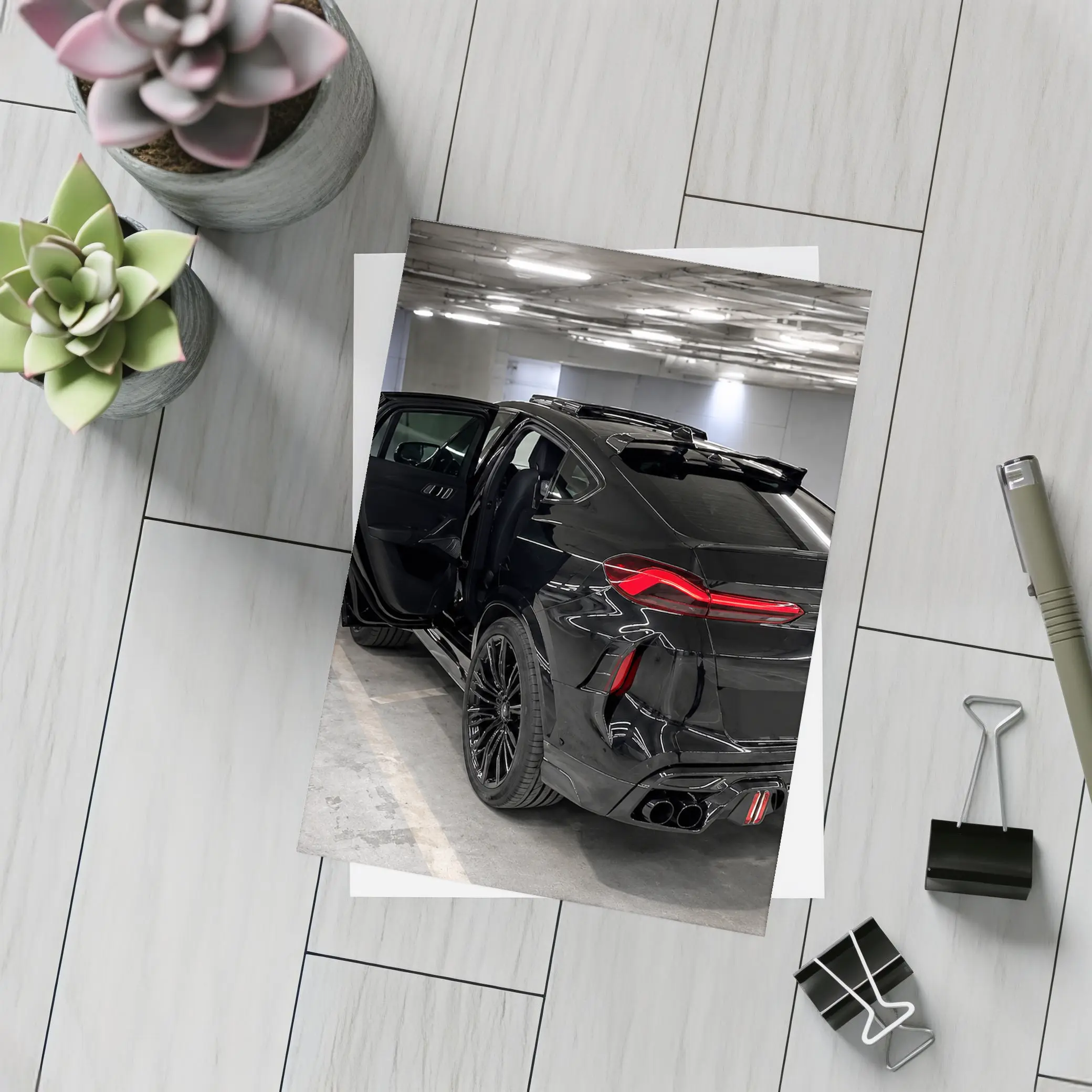 BMW X6M Black SUV Underground Parking – Postcards