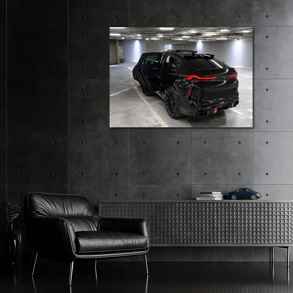 BMW X6M Black SUV Underground Parking – Wall Art