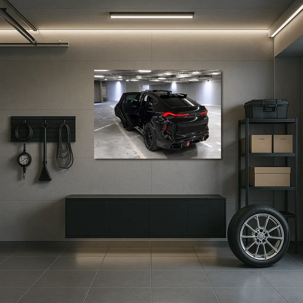 BMW X6M Black SUV Underground Parking – Wall Art