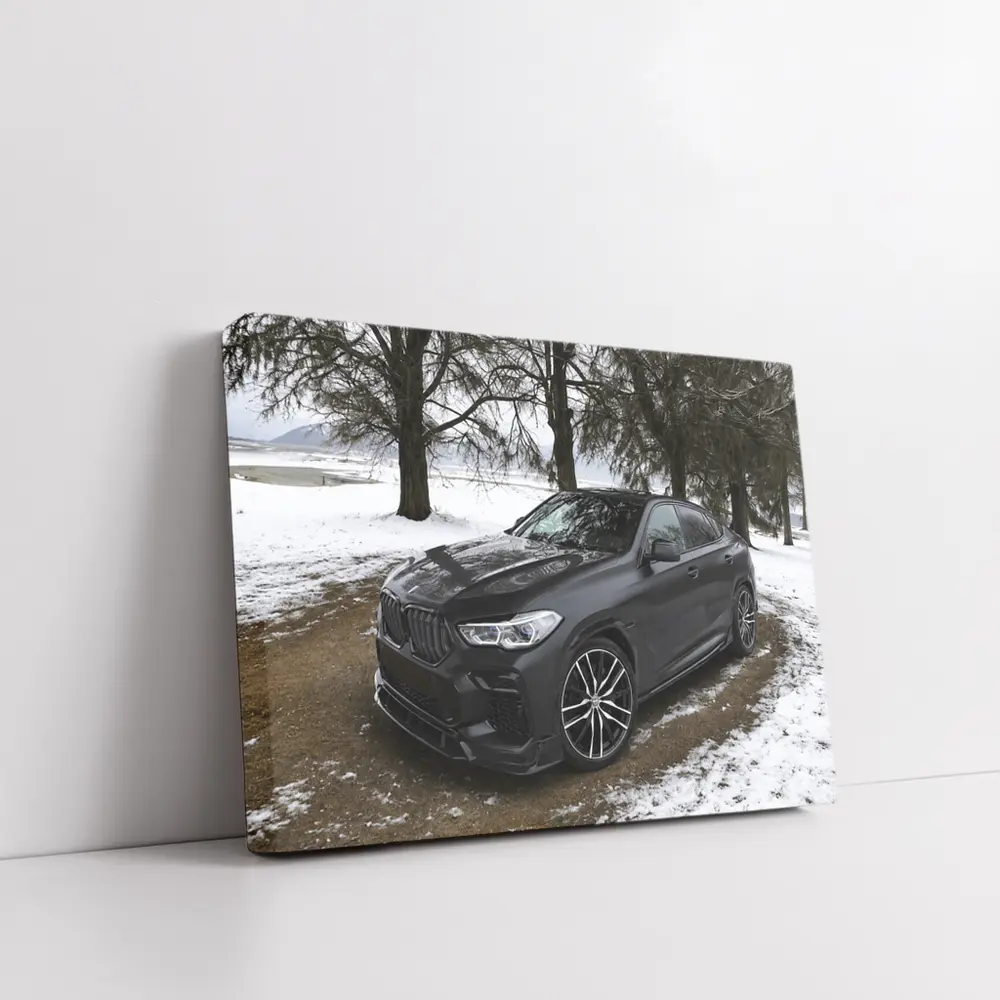 BMW X6M Matte Black Winter Snow Scene – Wall Art