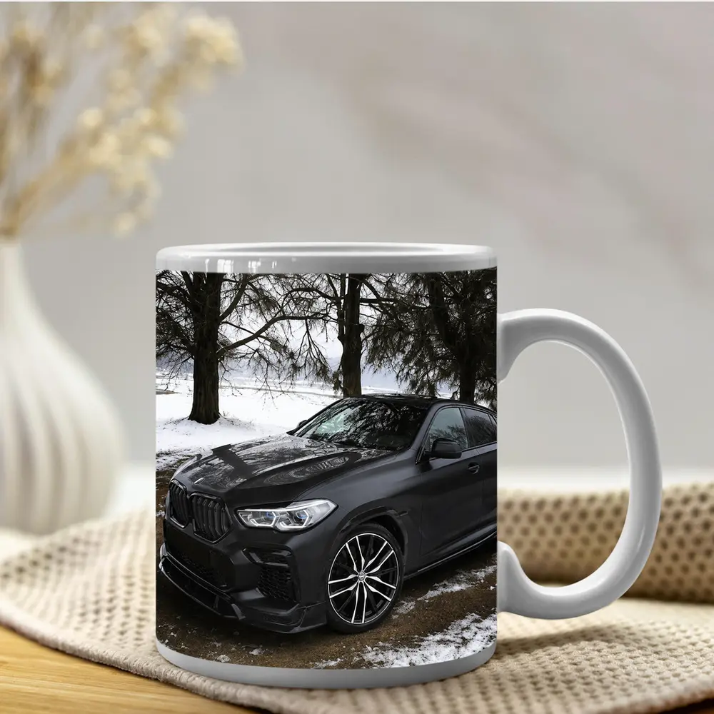 BMW X6M Matte Black Winter Snow Scene – Mugs
