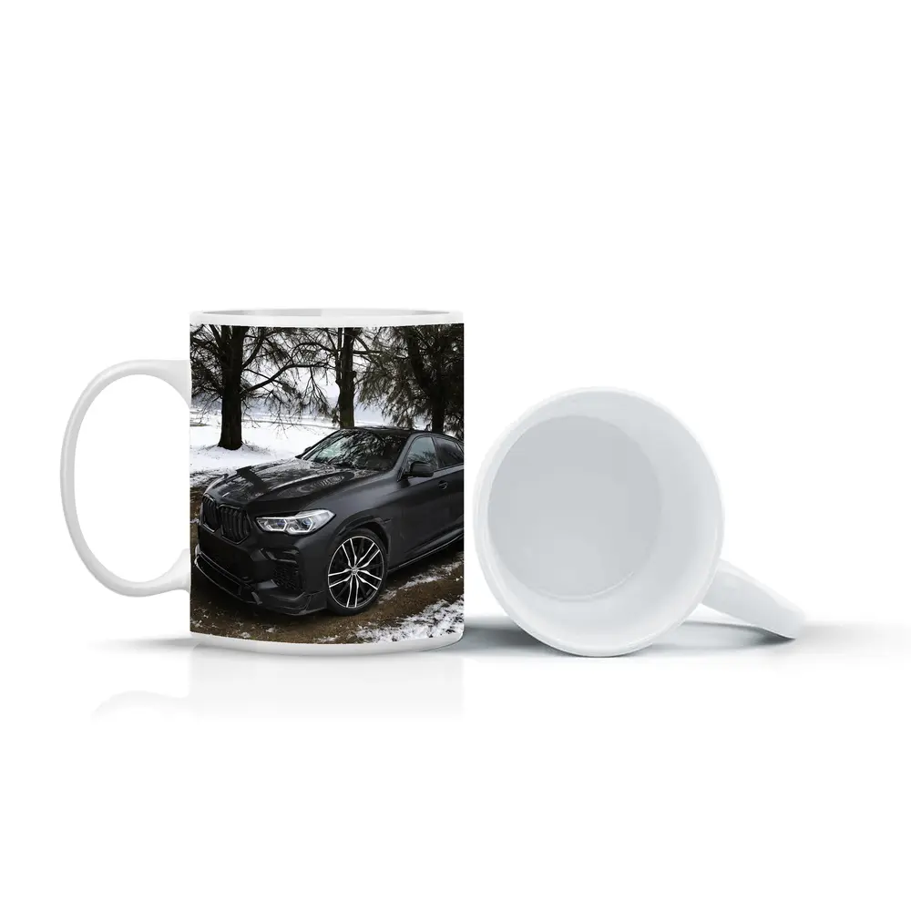 BMW X6M Matte Black Winter Snow Scene – Mugs