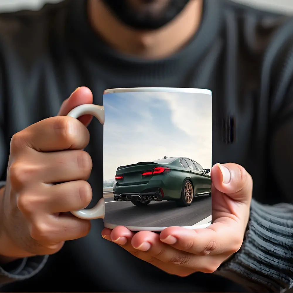 BMW M5 CS Green Sedan on Open Highway – Mugs