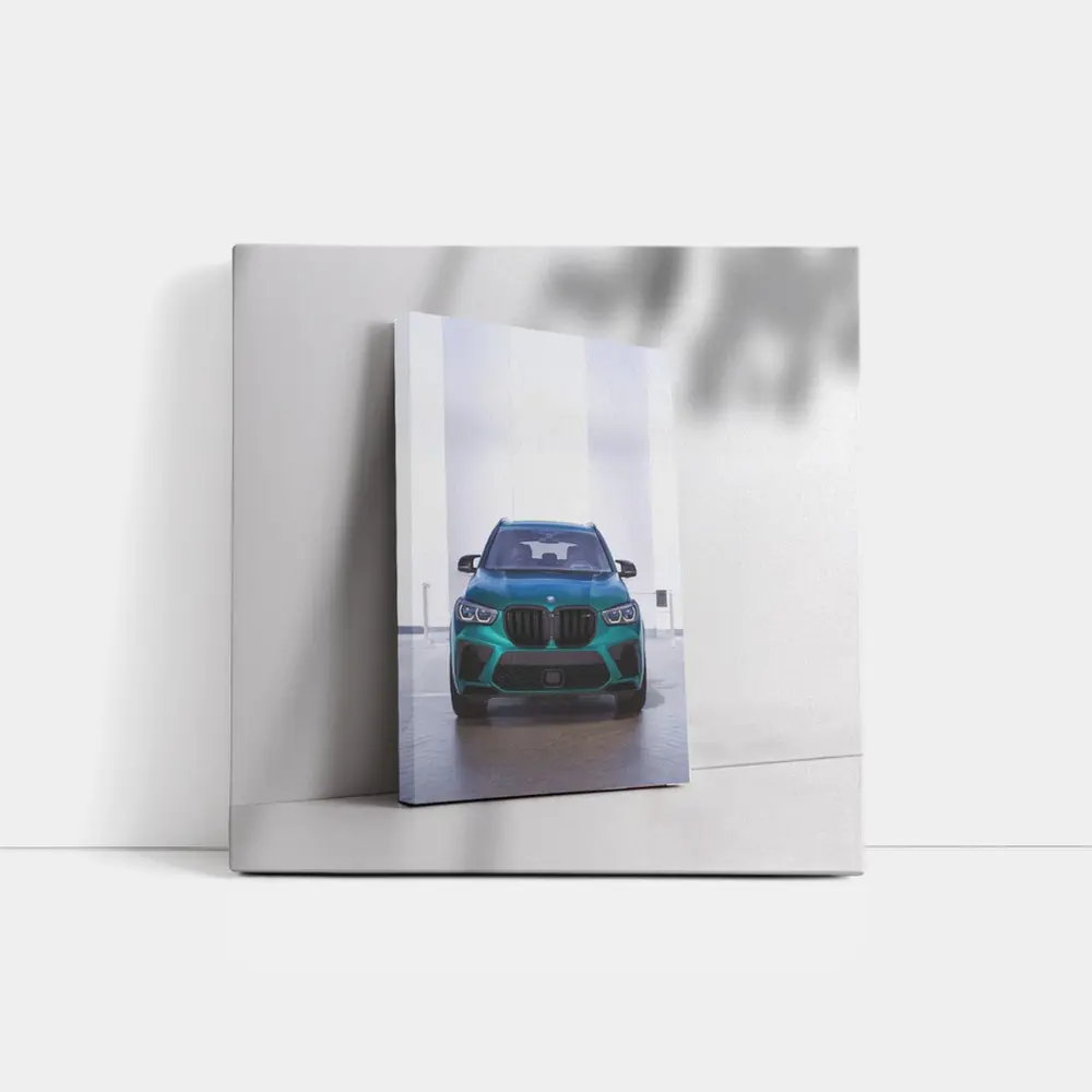 BMW X5M Teal Front View Indoor – Wall Art