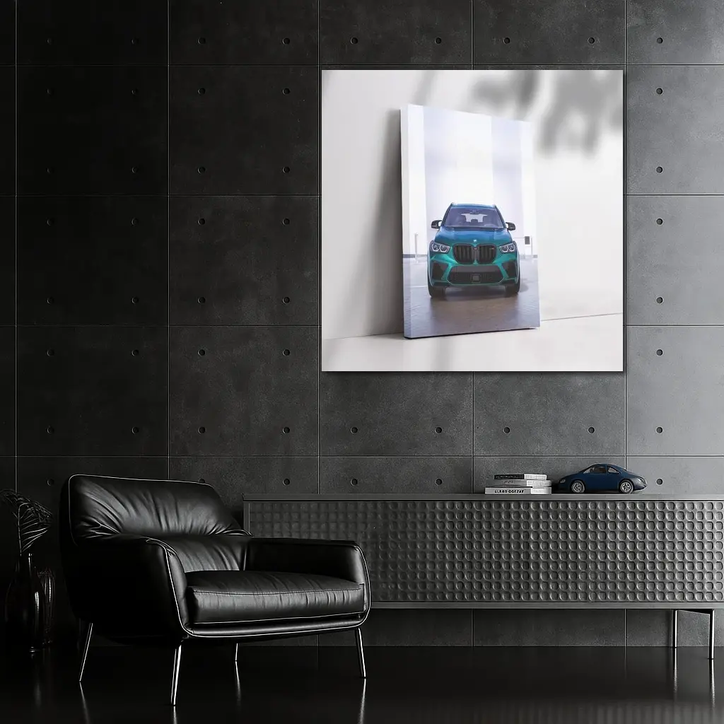 BMW X5M Teal Front View Indoor – Wall Art