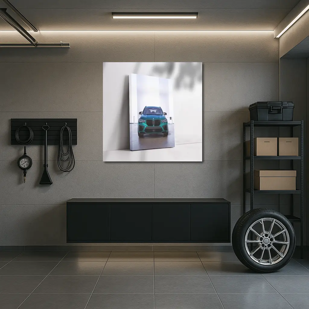 BMW X5M Teal Front View Indoor – Wall Art