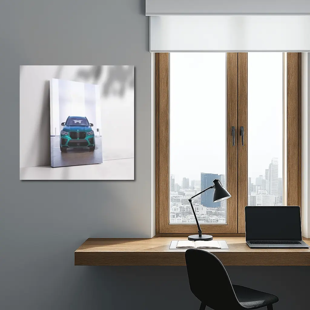 BMW X5M Teal Front View Indoor – Wall Art
