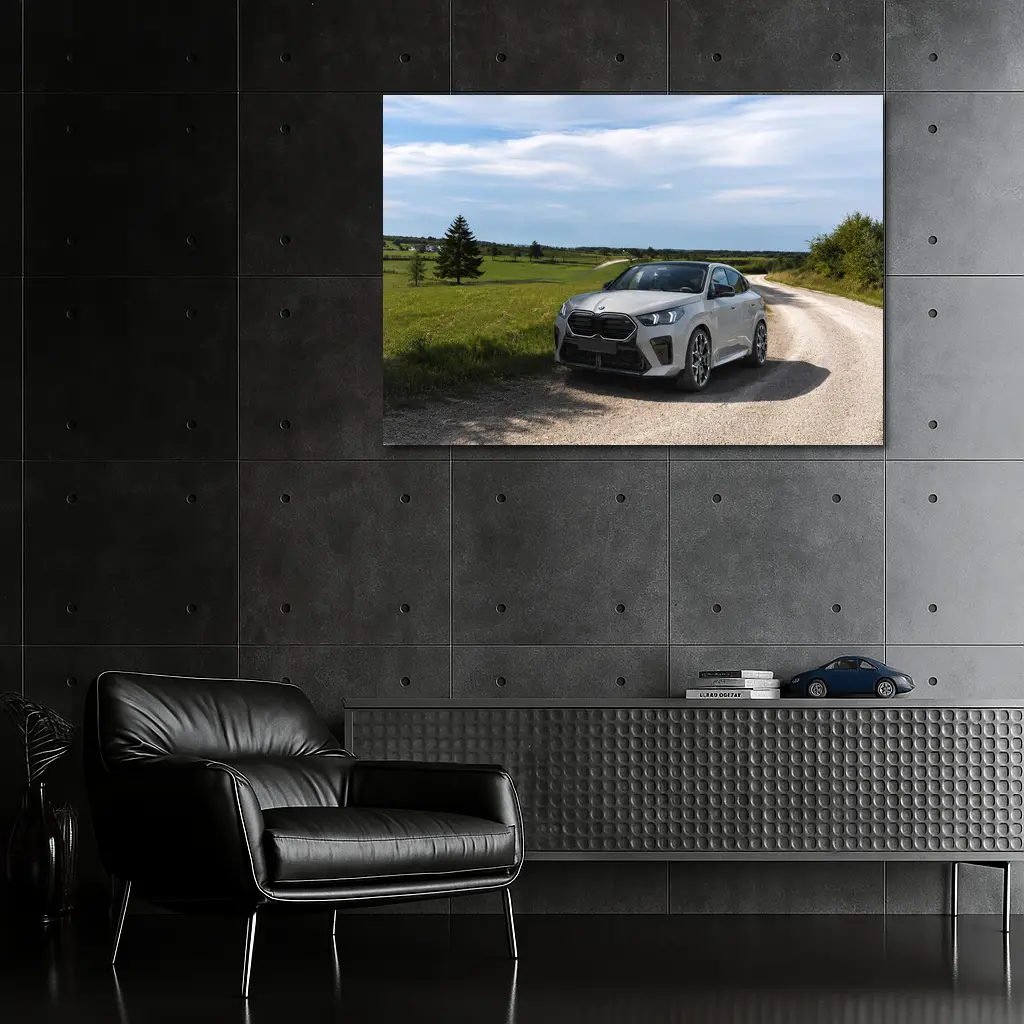BMW X6M Silver on Rural Gravel Road – Wall Art