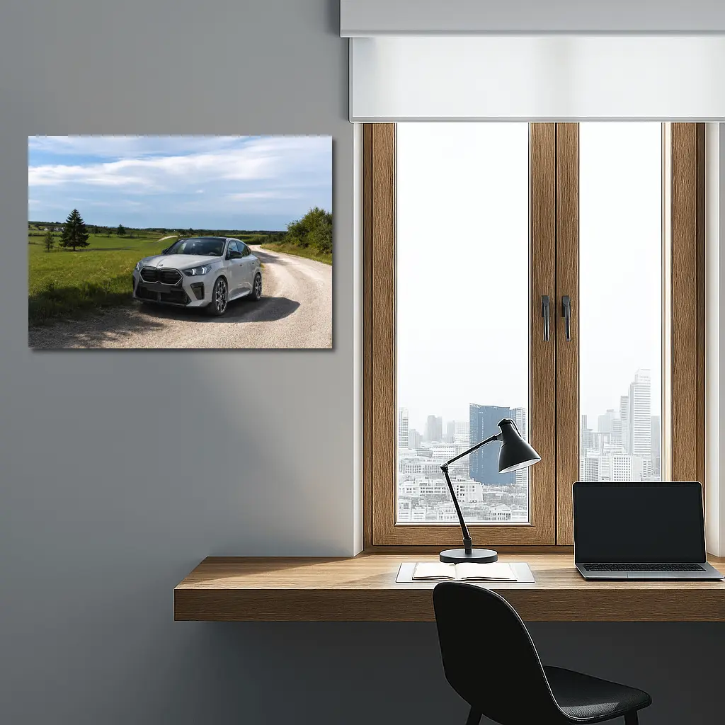 BMW X6M Silver on Rural Gravel Road – Wall Art