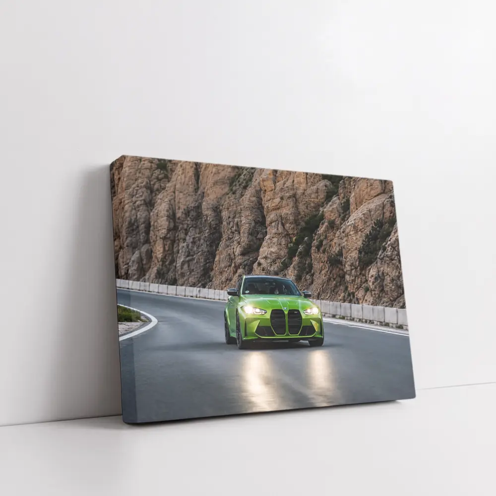 BMW M3 Green On Rocky Mountain Road – Wall Art