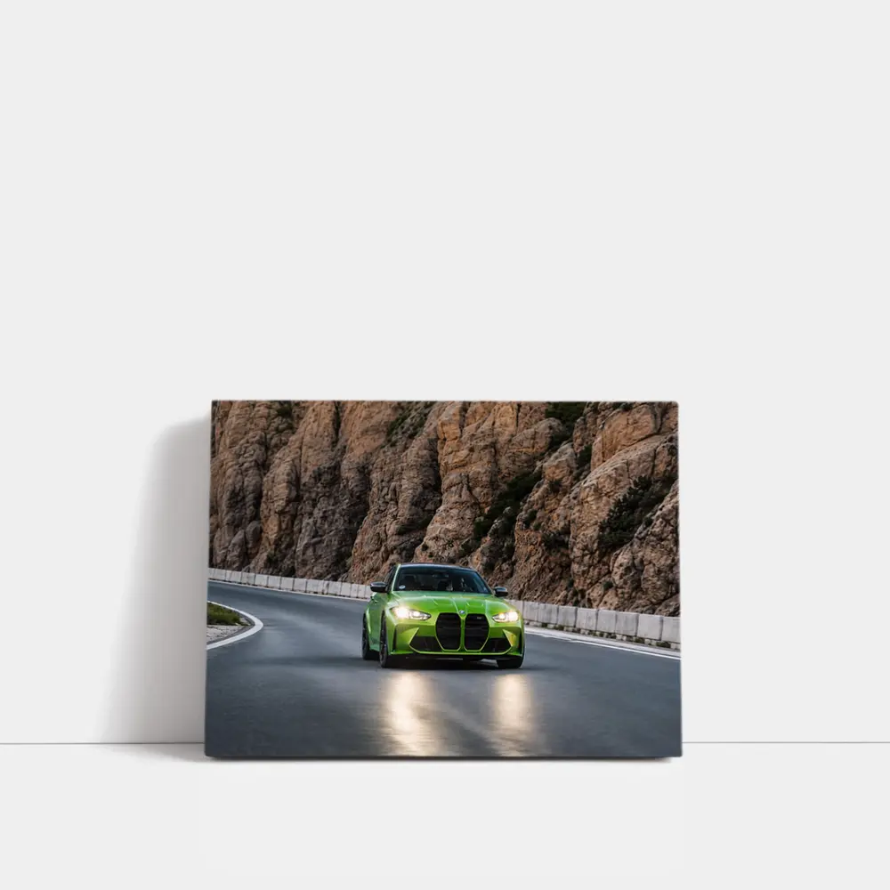 BMW M3 Green On Rocky Mountain Road – Wall Art