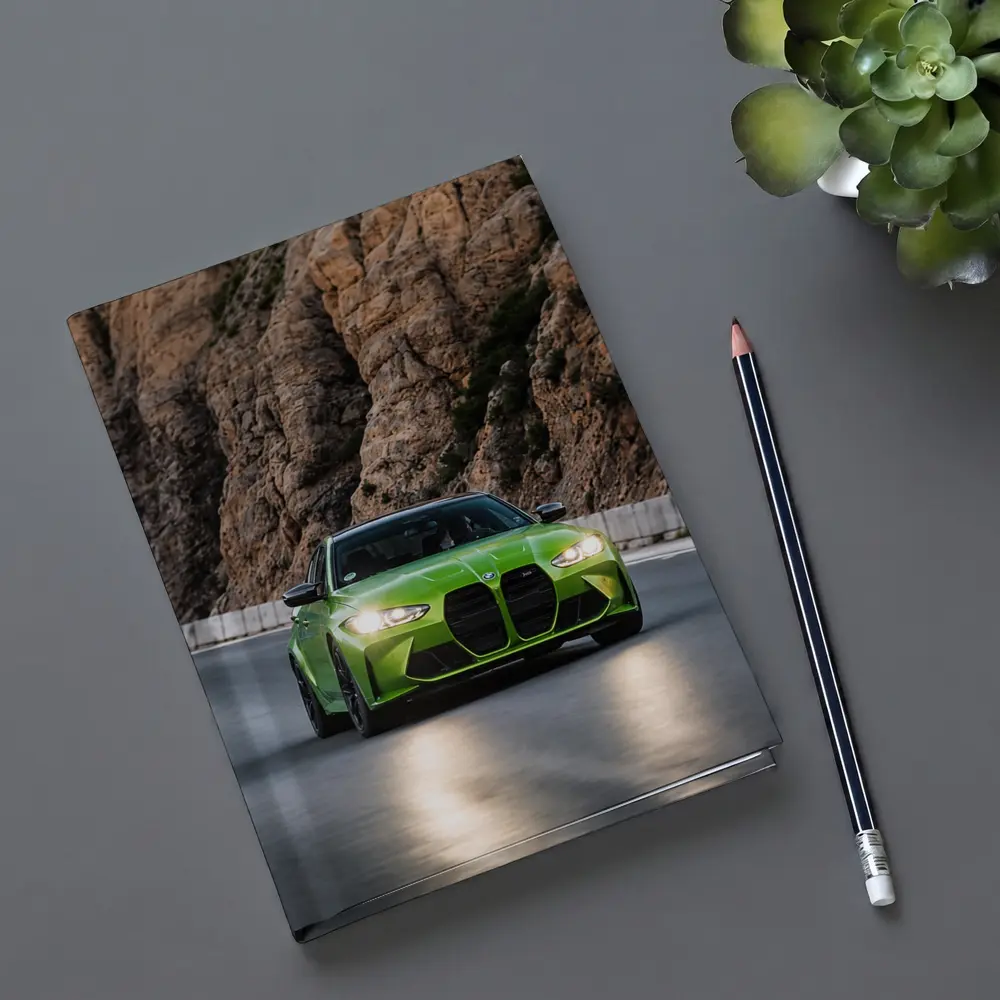 BMW M3 Green On Rocky Mountain Road – Notebooks