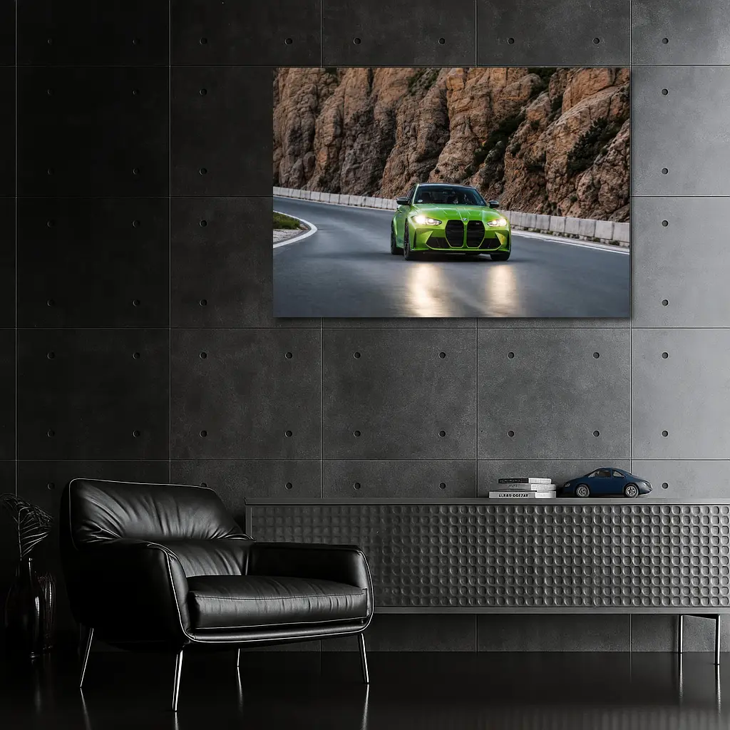 BMW M3 Green On Rocky Mountain Road – Wall Art