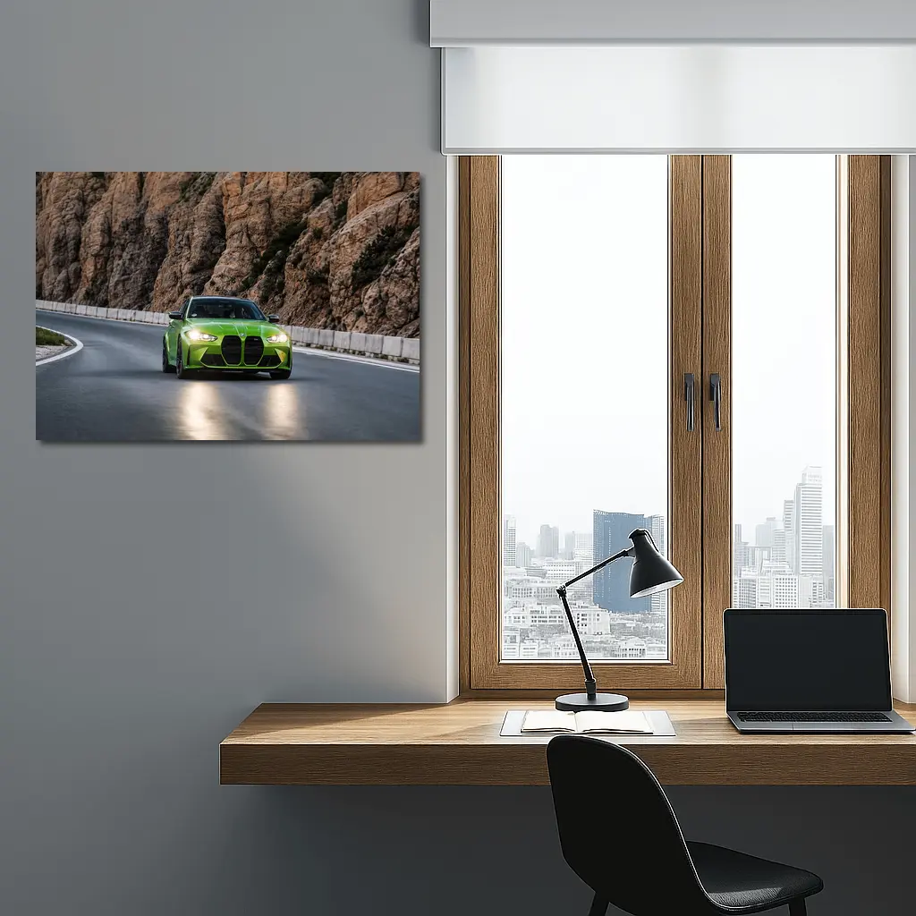 BMW M3 Green On Rocky Mountain Road – Wall Art