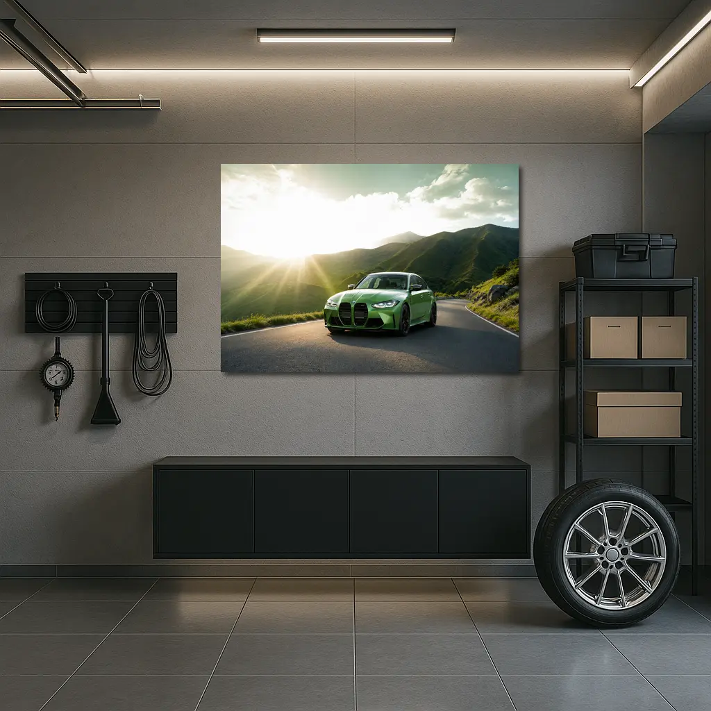 BMW M3 Green Mountain Road Sunburst – Wall Art