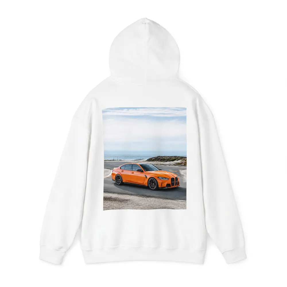 BMW M3 Orange Sedan Coastal Road – Hoodies