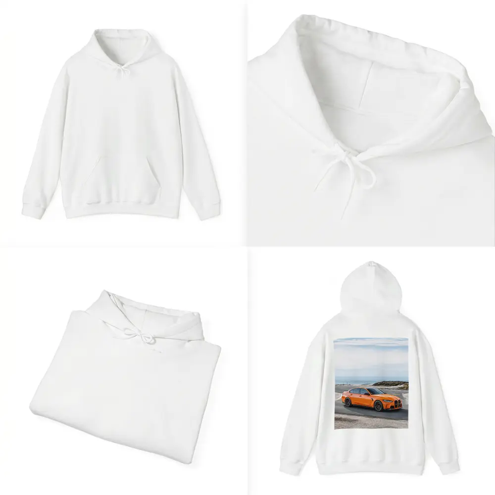 BMW M3 Orange Sedan Coastal Road – Hoodies