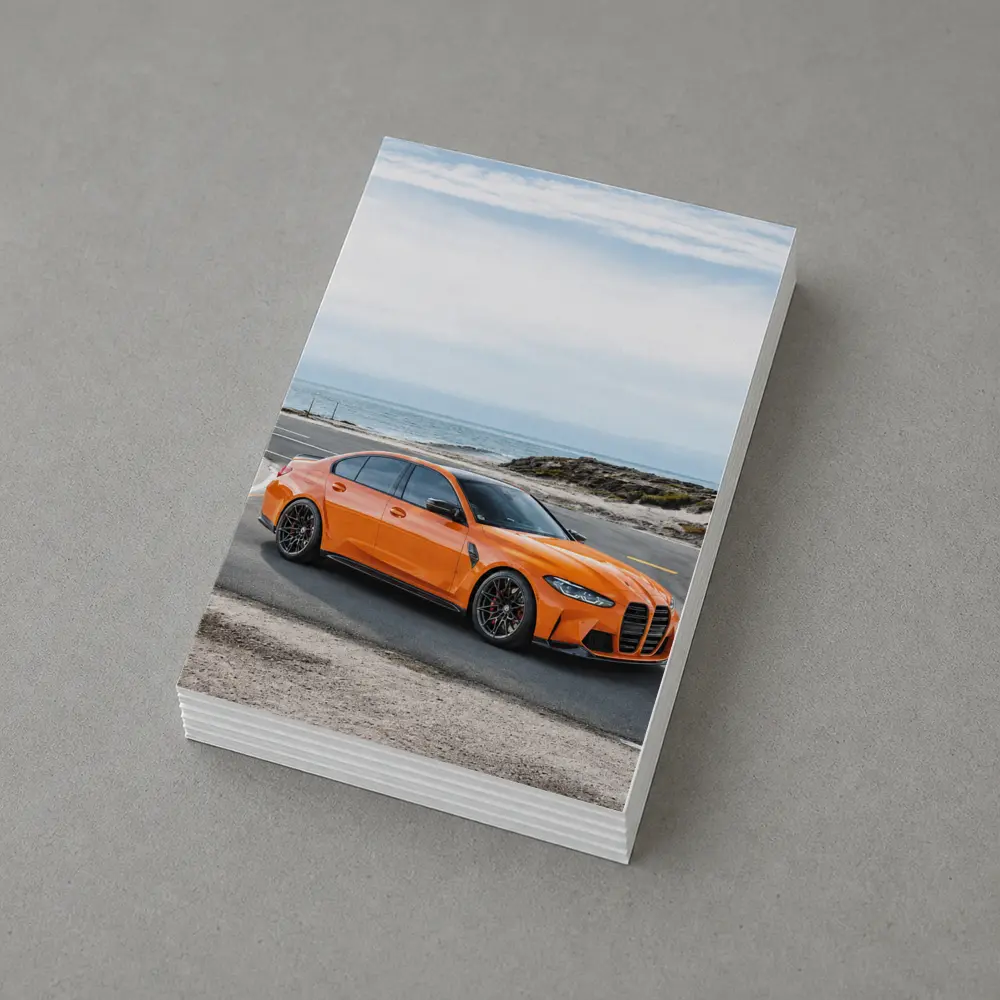 BMW M3 Orange Sedan Coastal Road – Postcards