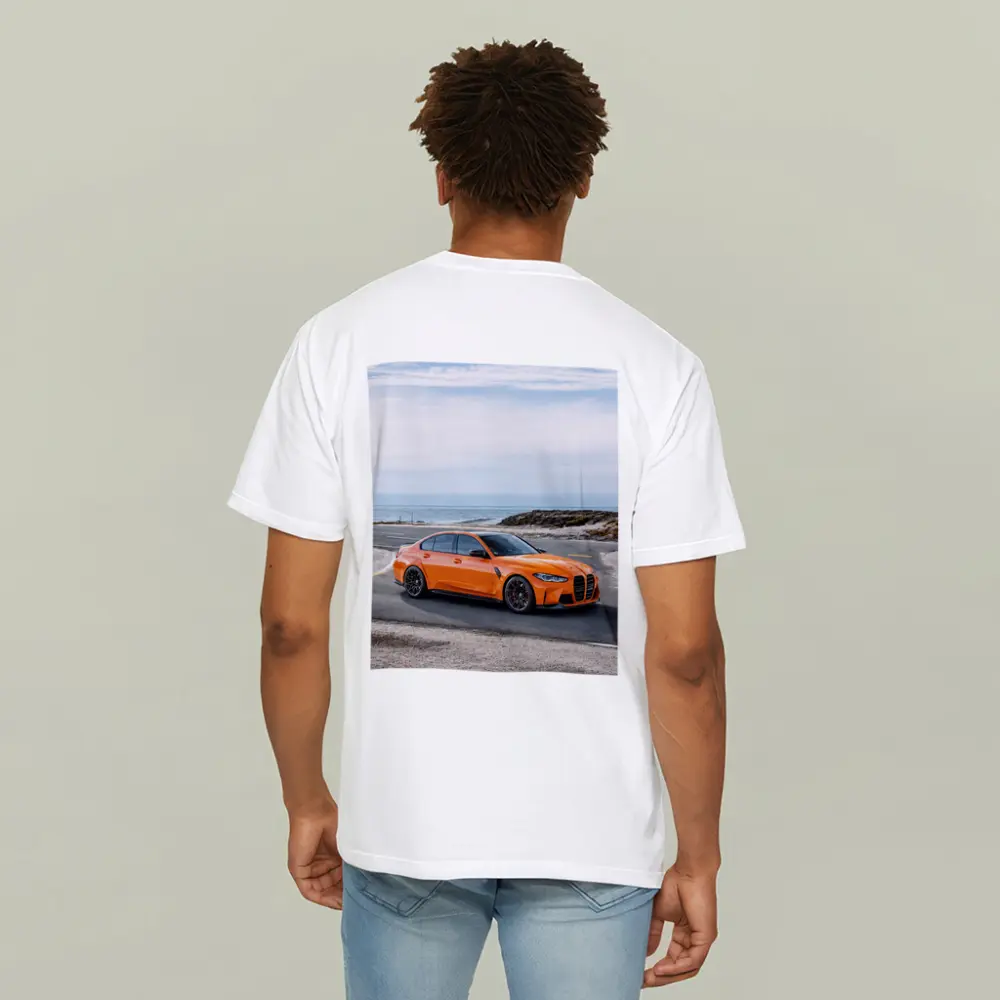 BMW M3 Orange Sedan Coastal Road – T-Shirts