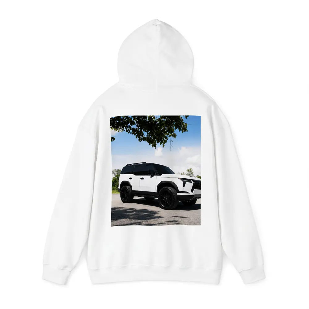 Lexus GX White SUV Parked Outdoors – Hoodies