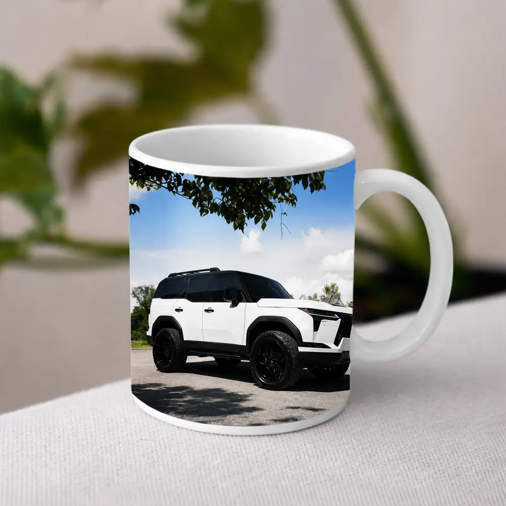 Lexus GX White SUV Parked Outdoors – Mugs