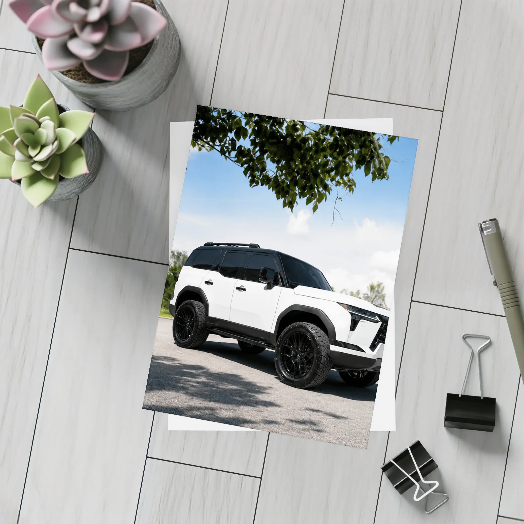 Lexus GX White SUV Parked Outdoors – Postcards