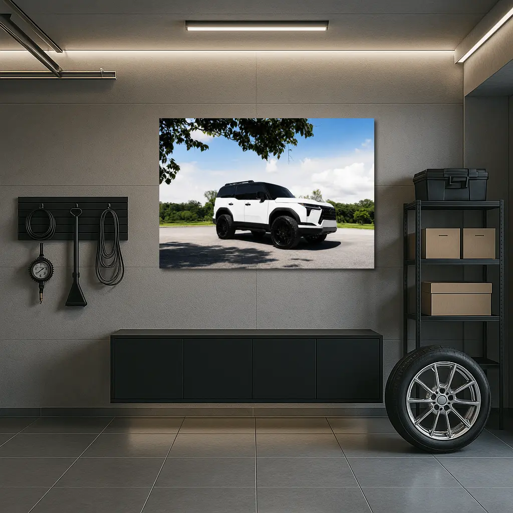 Lexus GX White SUV Parked Outdoors – Wall Art