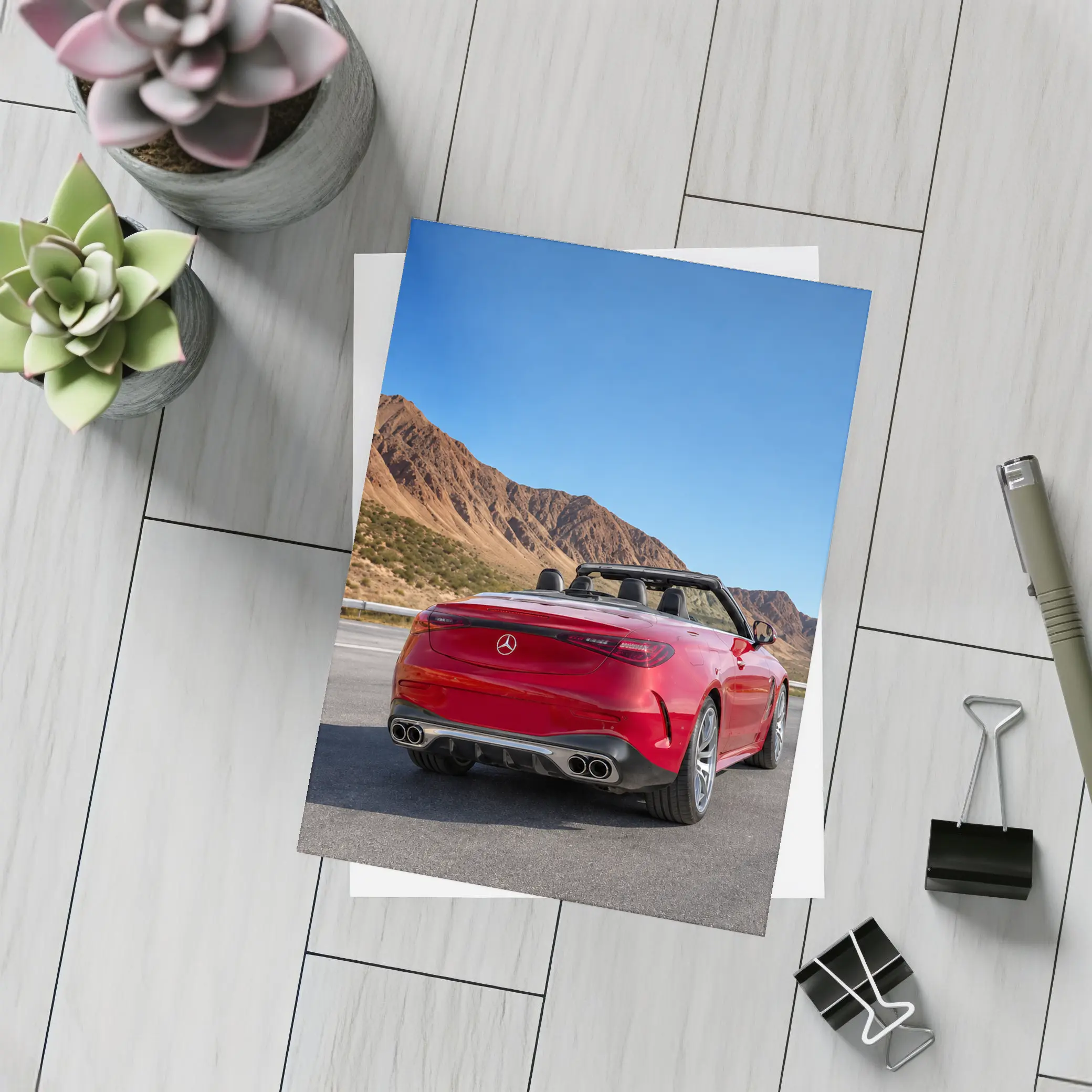 Mercedes AMG Cabriolet Red Desert Mountain Road – Postcards