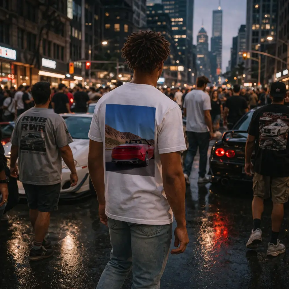 Mercedes AMG Cabriolet Red Desert Mountain Road – T-Shirts