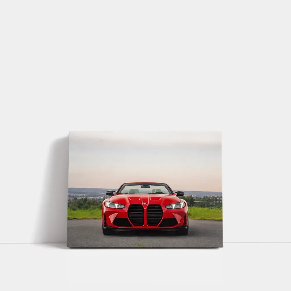 BMW M4 Convertible Red Front View Road – Wall Art