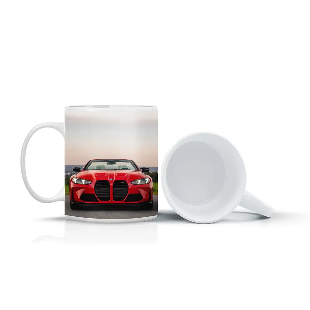 BMW M4 Convertible Red Front View Road – Mugs